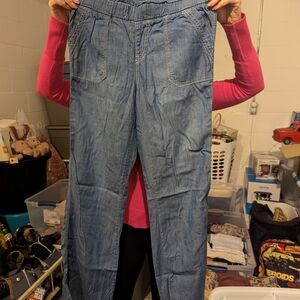 Rewash Casual Chambray Jogger Shorts in Blue